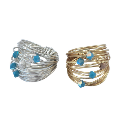 Marcia Wire Wrap Ring with Blue Swarovski Crystals