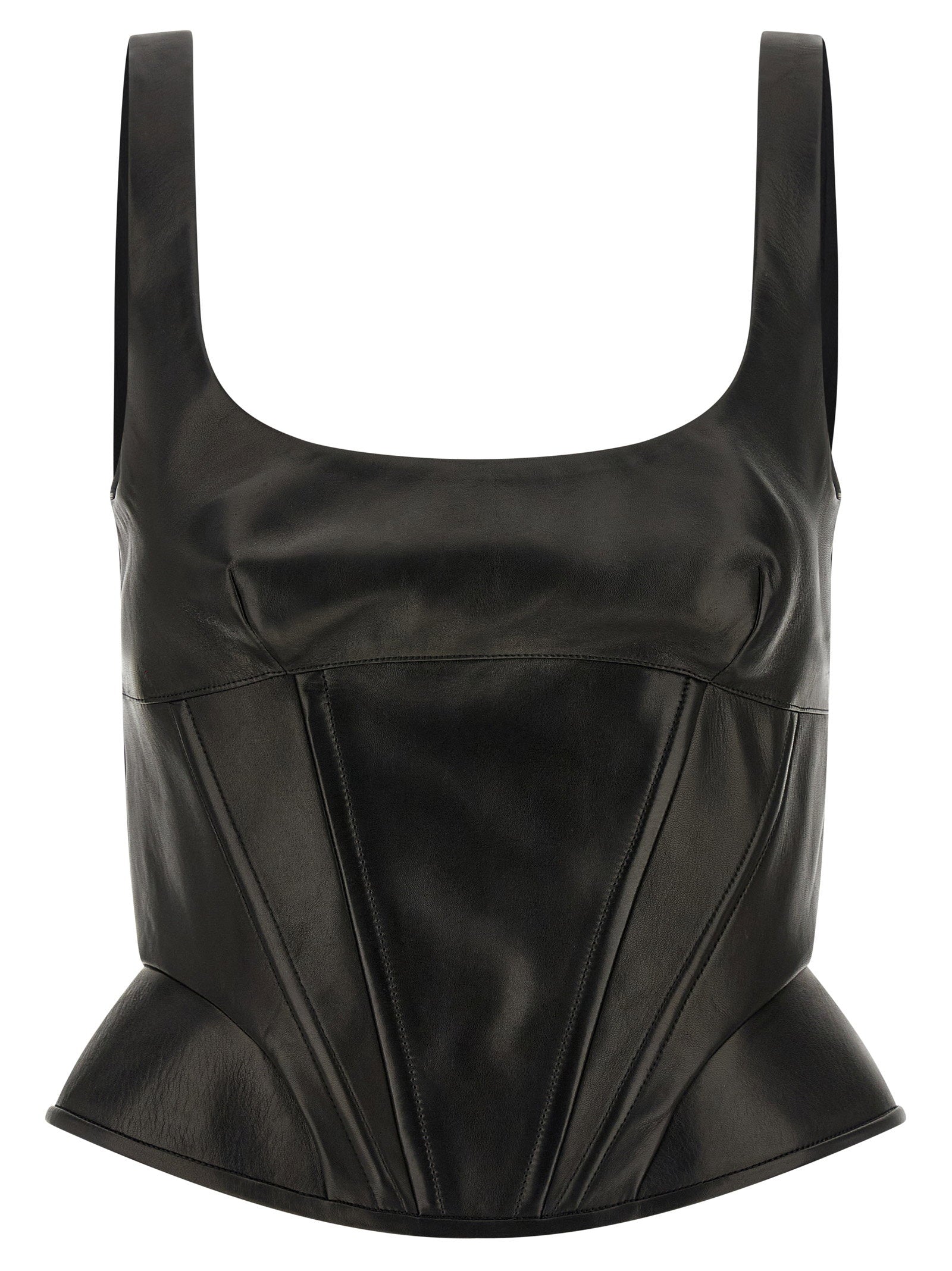 Ermanno Scervino Peplos Leather Top