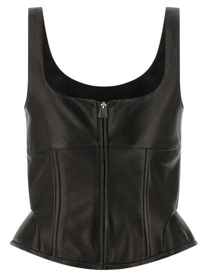 Ermanno Scervino Peplos Leather Top