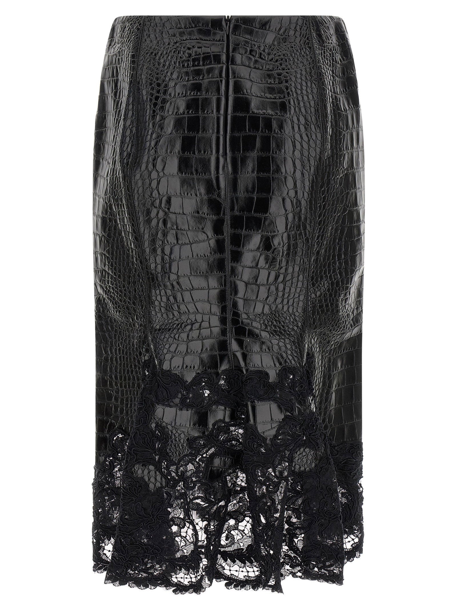 Ermanno Scervino Coconut Print Sheath Skirt With Lace