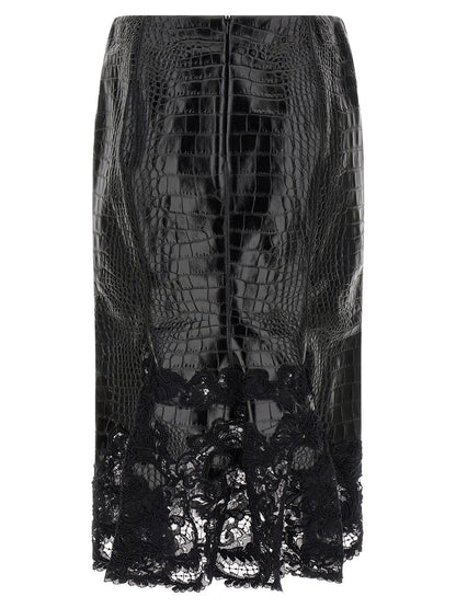 Ermanno Scervino Coconut Print Sheath Skirt With Lace