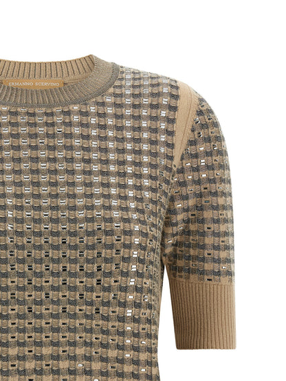 Ermanno Scervino Check Knit With Crystals