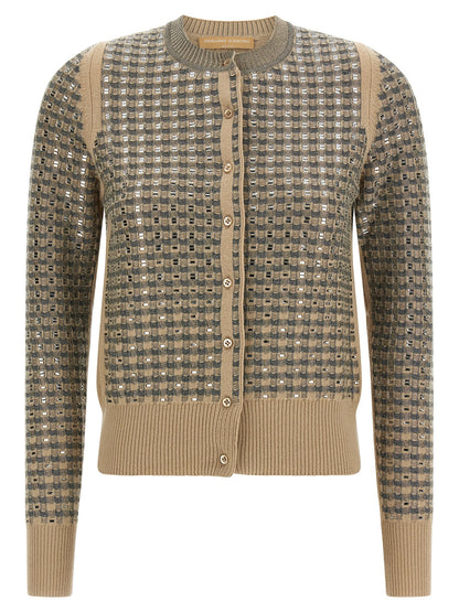 Ermanno Scervino Check Cardigan With Crystals