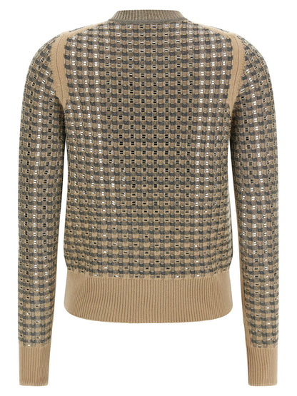Ermanno Scervino Check Cardigan With Crystals