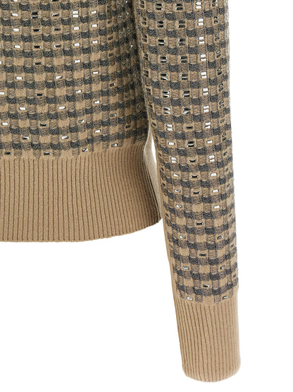 Ermanno Scervino Check Cardigan With Crystals