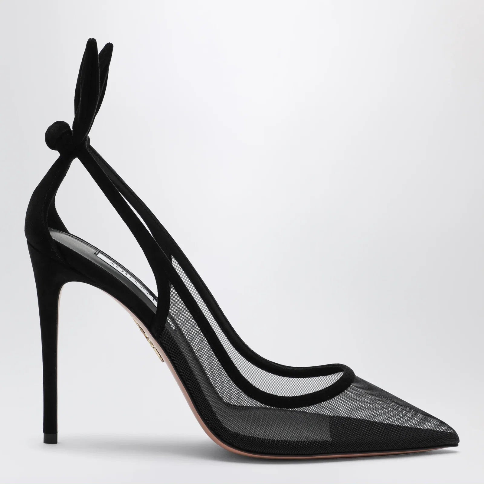 Aquazzura Black Bow Tie pumps in mesh and suede