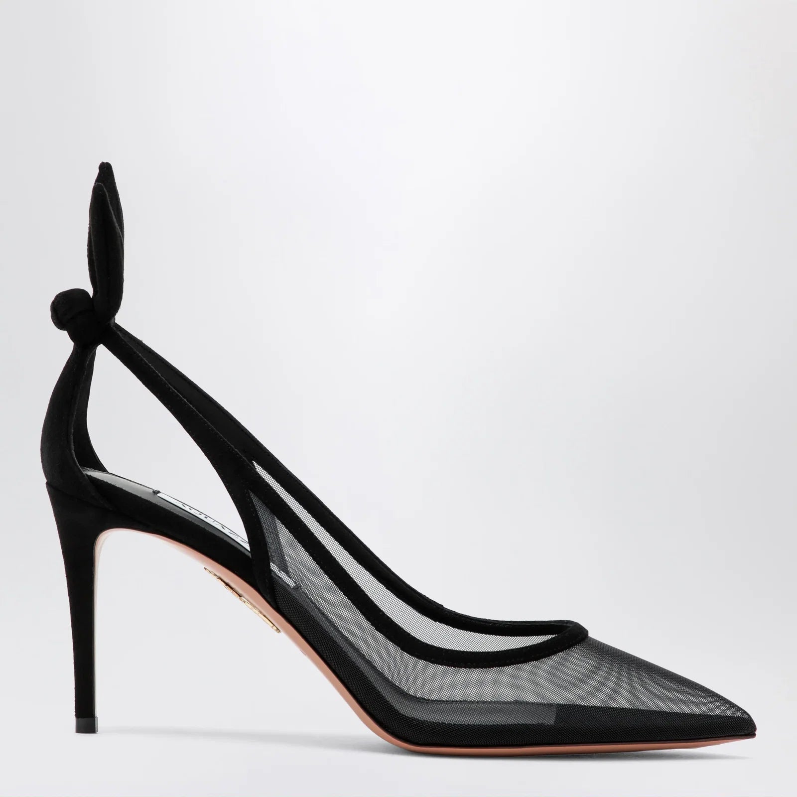 Aquazzura Black bow-tie mesh pumps