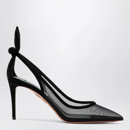 Aquazzura Black bow-tie mesh pumps
