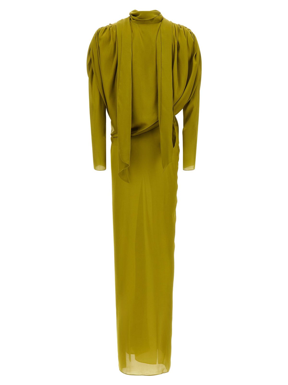 Balmain Draped Silk Dress With Knot