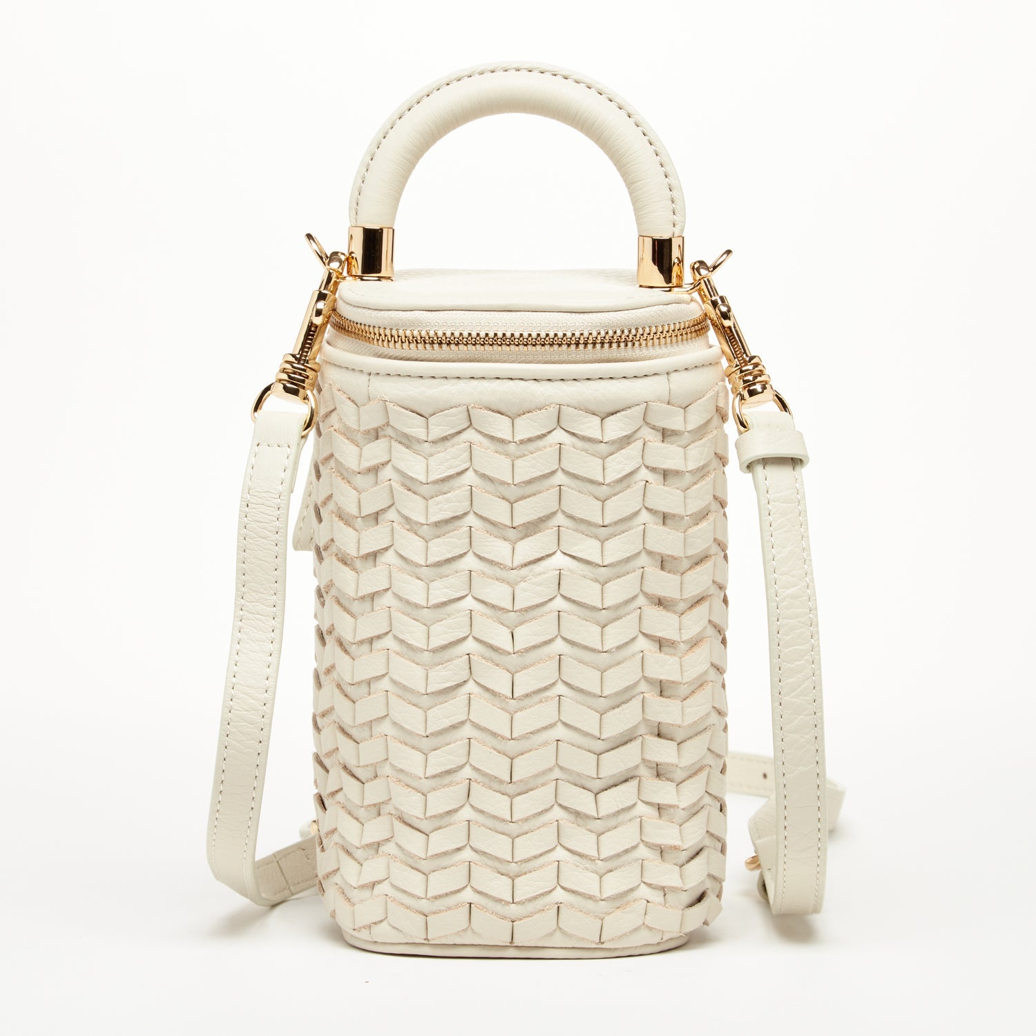 Elsa Basket Weave Leather Bag Off-white