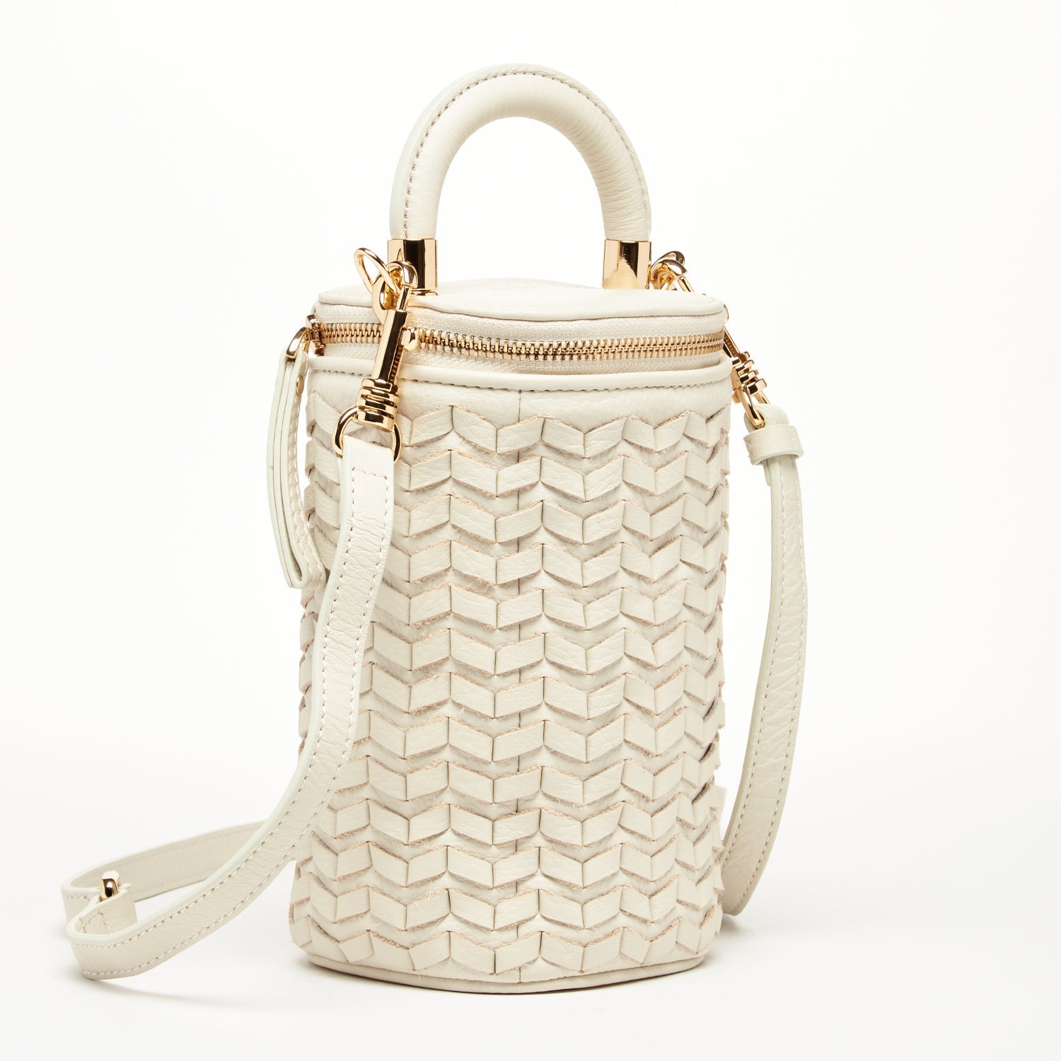 Elsa Basket Weave Leather Bag Off-white