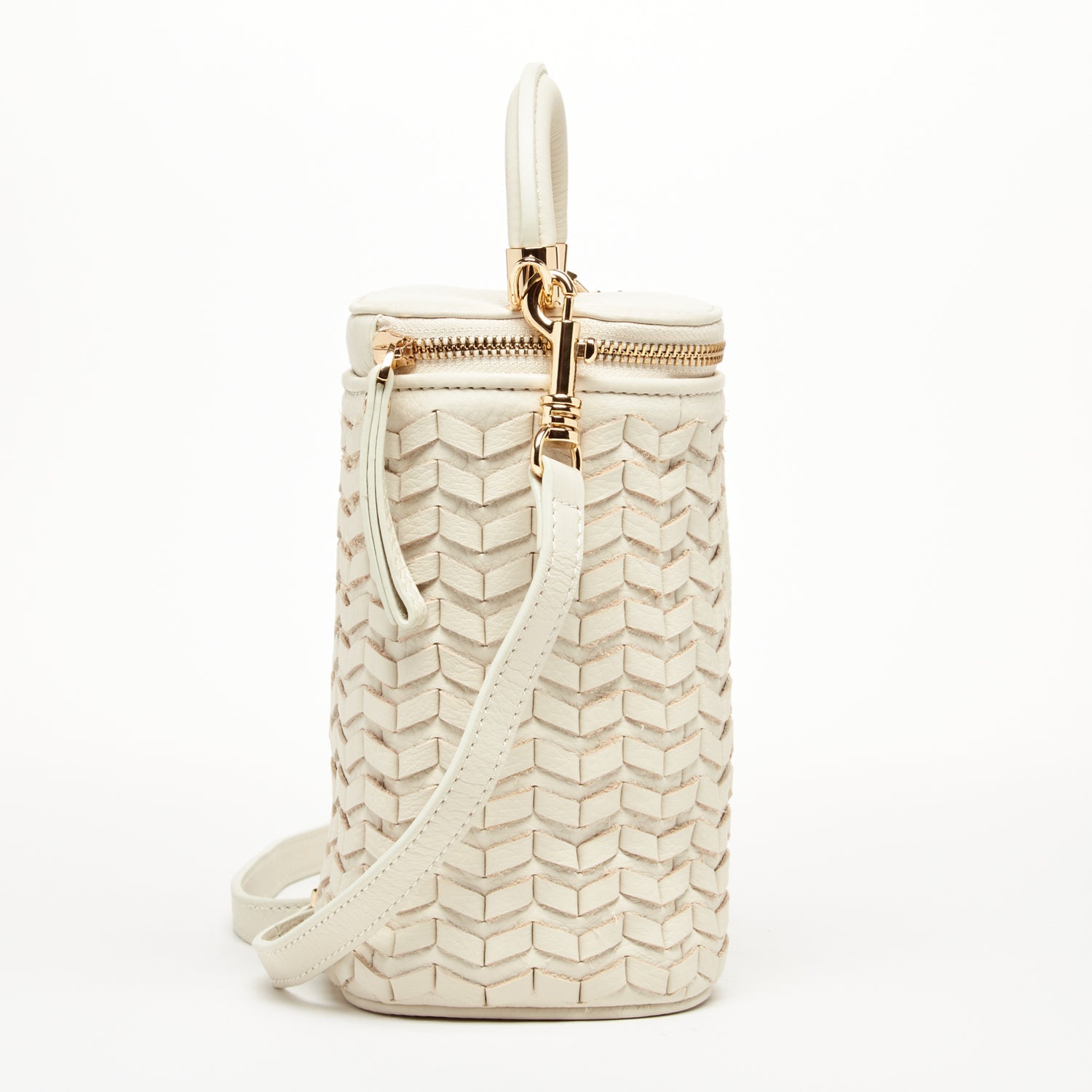 Elsa Basket Weave Leather Bag Off-white