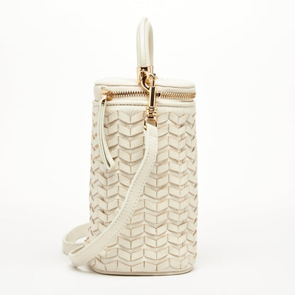 Elsa Basket Weave Leather Bag Off-white