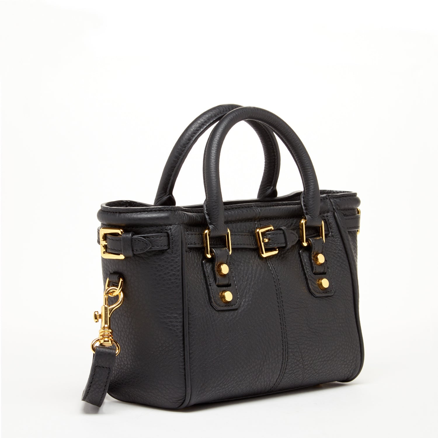 Emma Leather Satchel Bag Black