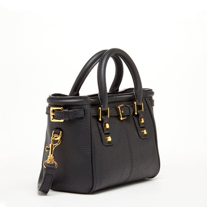 Emma Leather Satchel Bag Black