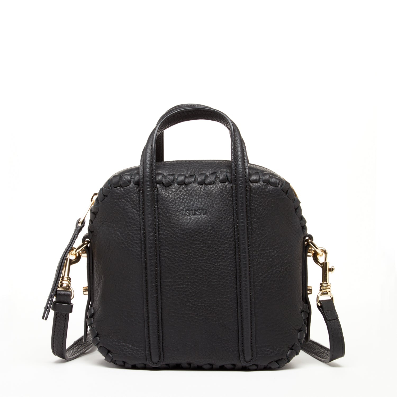 Evelyn Black Leather Crossbody Bag