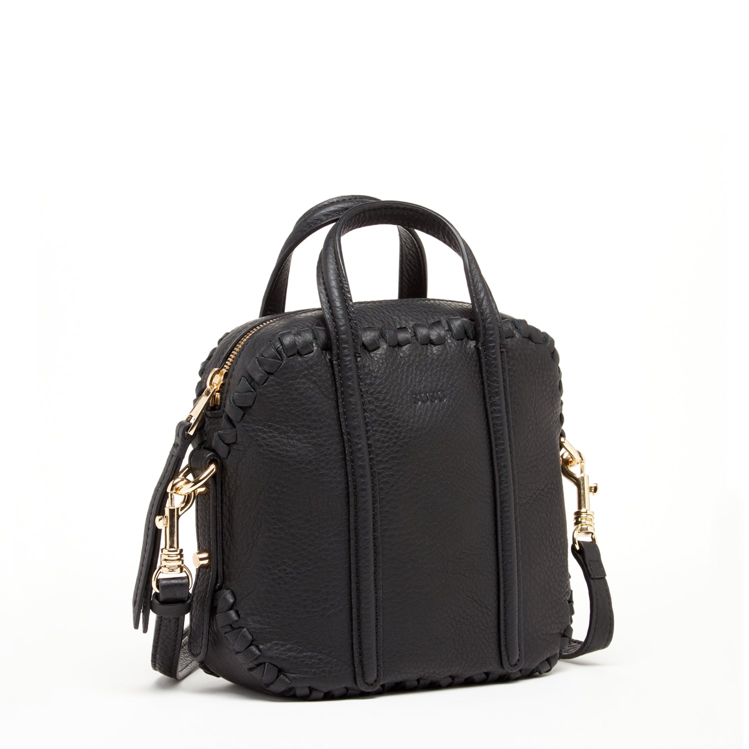 Evelyn Black Leather Crossbody Bag