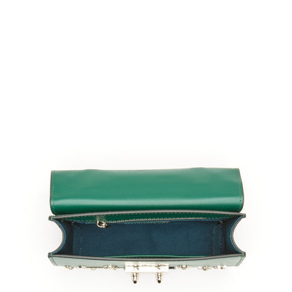 The Hollywood Studded Leather Crossbody Bag Evergreen