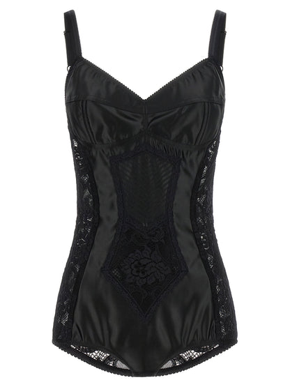 Dolce & Gabbana Satin And Lace Corsetry Bodysuit