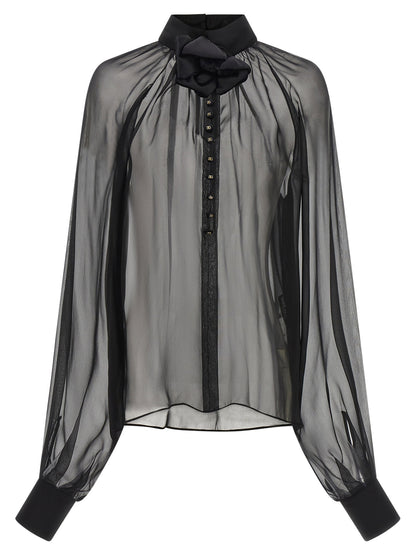 Dolce & Gabbana Chiffon Blouse With Flower