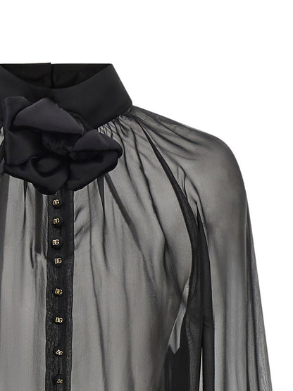 Dolce & Gabbana Chiffon Blouse With Flower