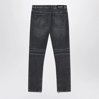 Balmain Grey washed slim biker jeans