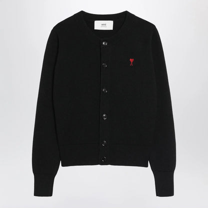 Ami Paris Ami De Coeur cardigan in black wool