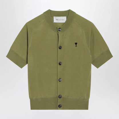 Ami Paris Matcha green Ami De Coeur wool cardigan