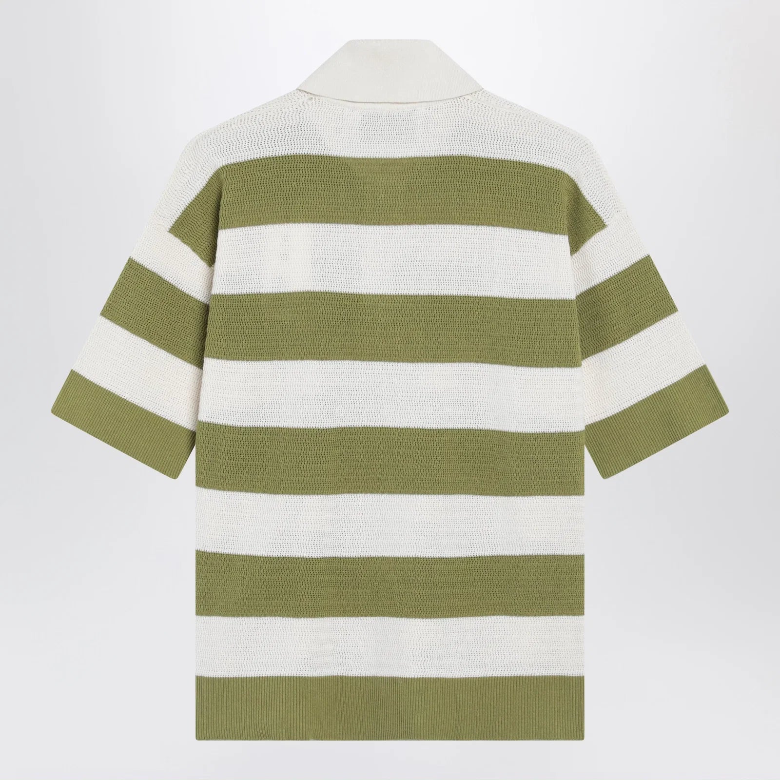Ami Paris Ami de Coeur striped cotton knit polo shirt
