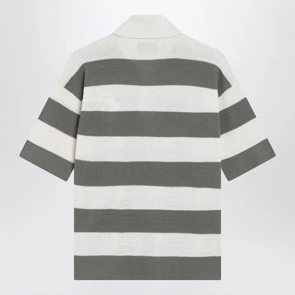 Ami Paris Ami de Coeur striped cotton knit polo shirt