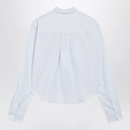 Ami Paris Blue/White Striped Ami de Cœur Cropped Shirt