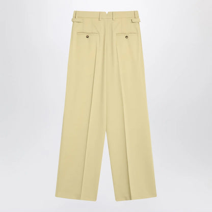 Ami Paris Wide lime-coloured wool trousers