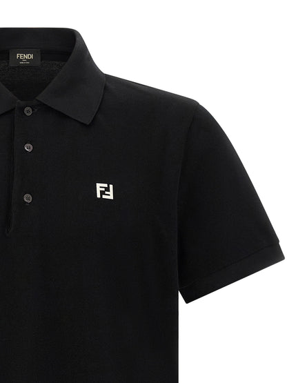 Fendi Ff Metallic Logo Polo Shirt