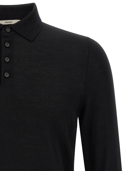 Fendi Yellow Stitching Polo Shirt With Visible Thread