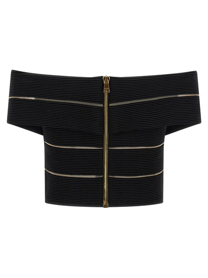 Balmain Off-the-shoulder Crop Top