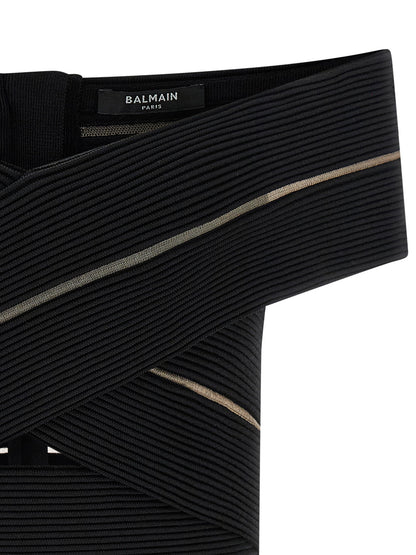 Balmain Off-the-shoulder Crop Top