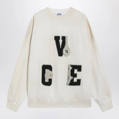 Golden Goose White crewneck sweatshirt with patches