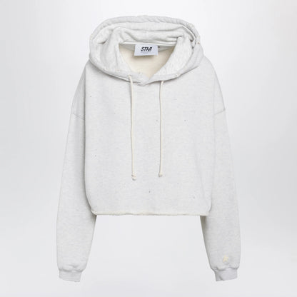 Golden Goose Star sweatshirt with crystal embroidery in grey cotton
