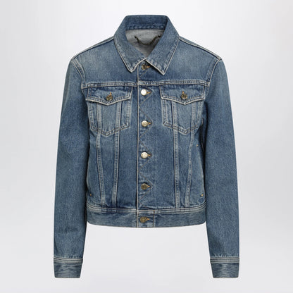 Golden Goose Blue denim jacket with classic collar and logo buttons