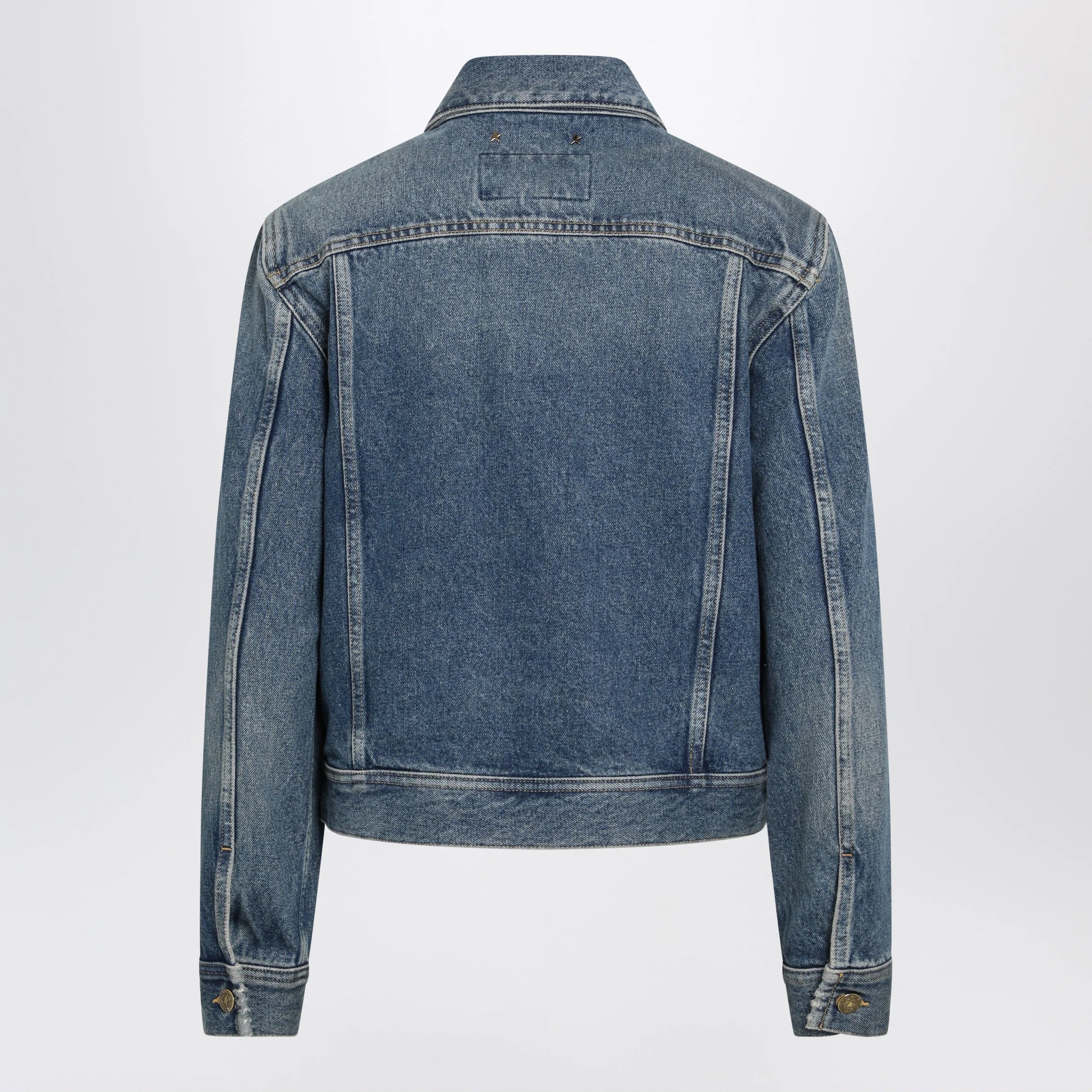 Golden Goose Blue denim jacket with classic collar and logo buttons