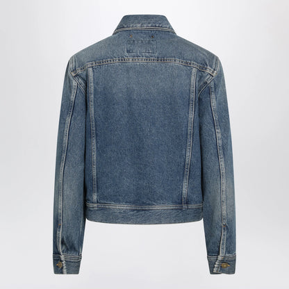 Golden Goose Blue denim jacket with classic collar and logo buttons