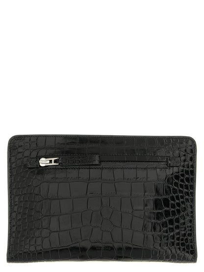 Tom Ford Croc Print Leather Clutch Bag