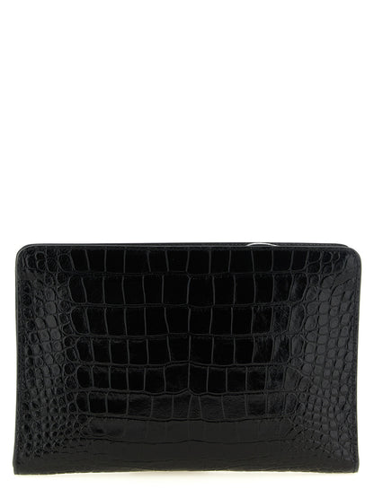 Tom Ford Croc Print Leather Clutch Bag