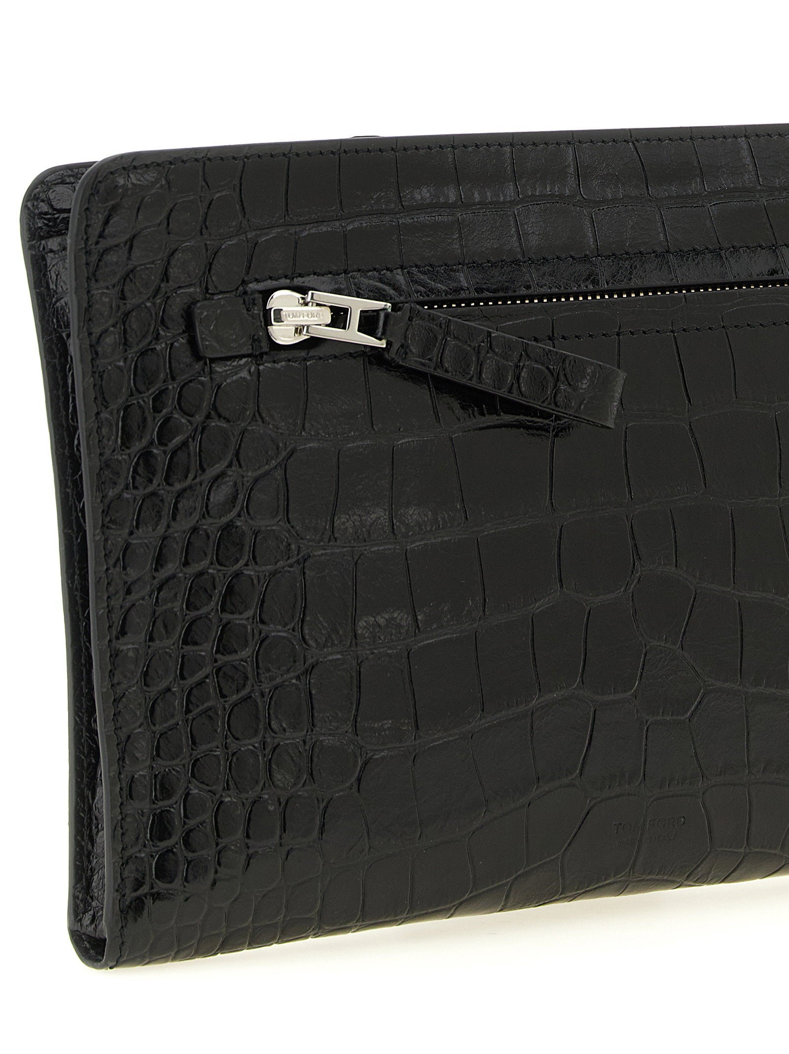 Tom Ford Croc Print Leather Clutch Bag