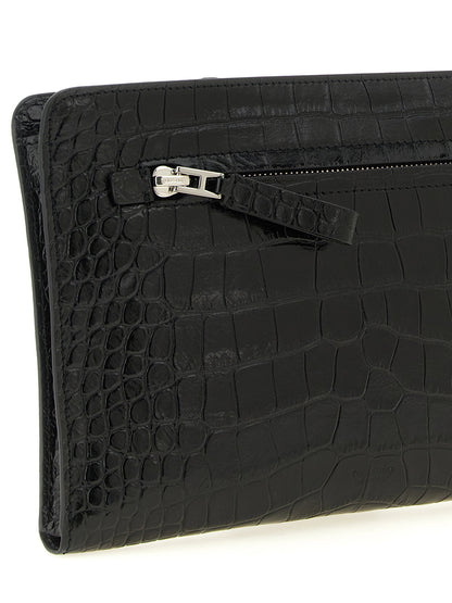 Tom Ford Croc Print Leather Clutch Bag