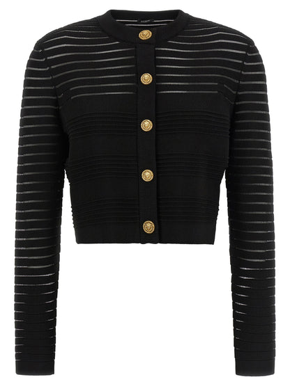 Balmain Semi-transparent Stripes Cardigan