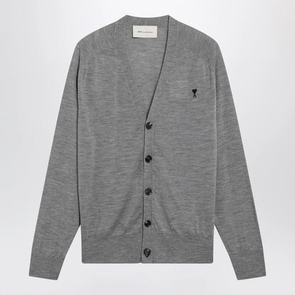 Ami Paris Grey Ami De Coeur cardigan in wool