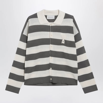 Ami Paris Ami de Coeur striped cotton knit cardigan