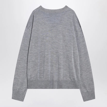 Ami Paris Gray Ami De Coeur sweater in wool and silk