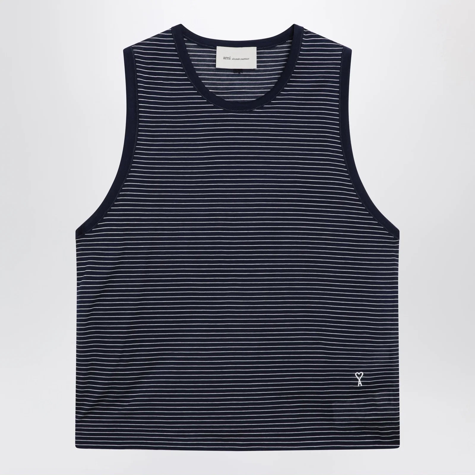 Ami Paris Striped tank top Ink/White with logo